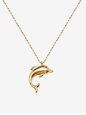Titanium 316L Stainless Steel Smooth Dolphin Minimalist Pendant Necklace with e-coated waterproof
