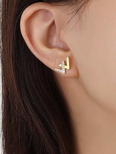Stainless steel Cubic Zirconia Letter Minimalist Stud Earring