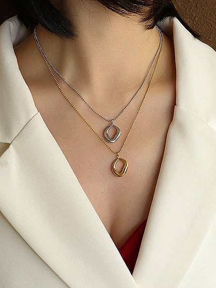 Collier pendentif irrégulier vintage avec chaîne de perles en acier inoxydable titane 316L avec revêtement en e imperméable