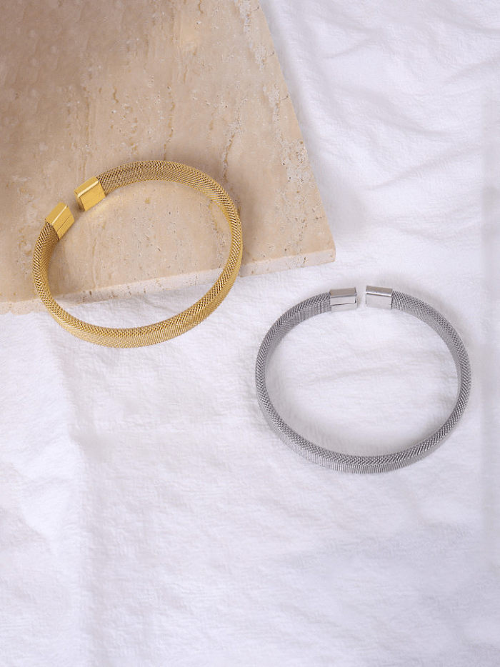 Bracelet jonc géométrique vintage en acier au titane