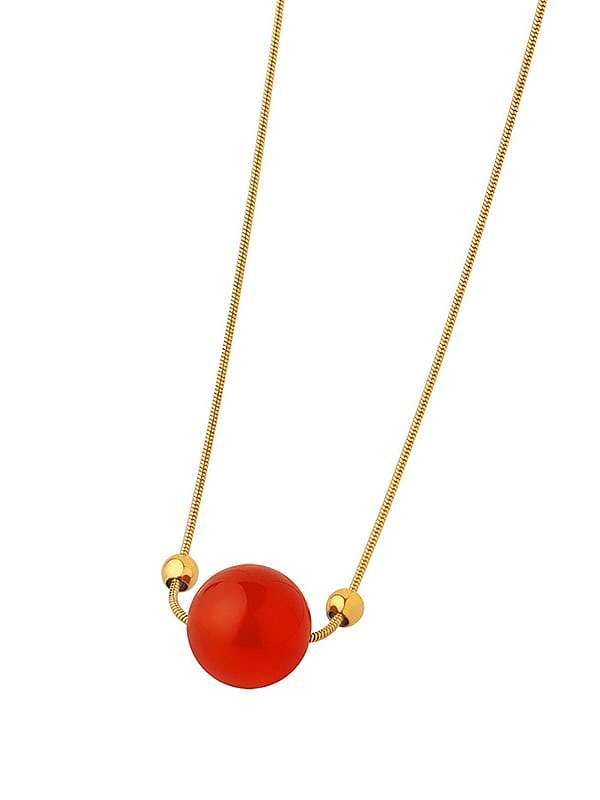 Titanium Steel Carnelian Round Minimalist Necklace