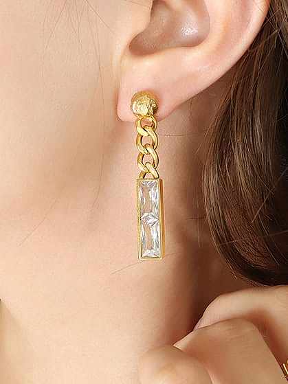 Titanium Steel Cubic Zirconia Geometric Vintage Chandelier Earring