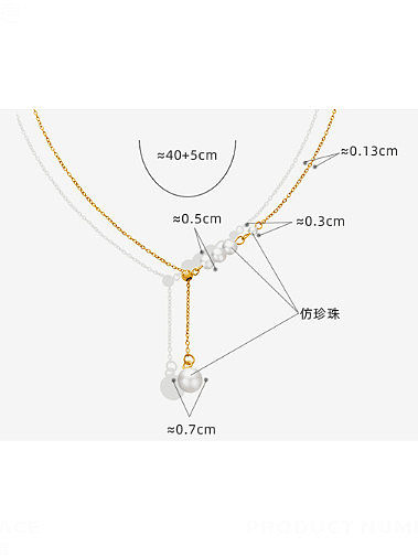 Titanium Steel Imitation Pearl Tassel Minimalist Necklace