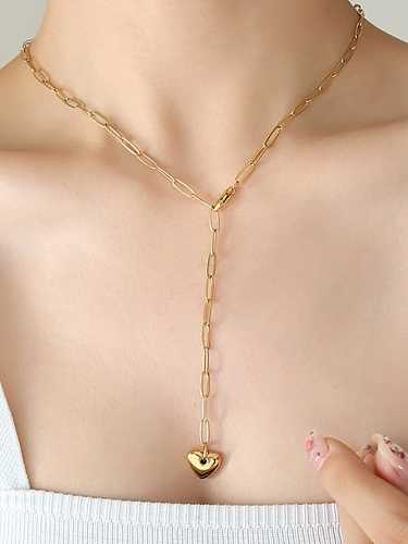 Titanium Steel Heart Minimalist Tassel Necklace