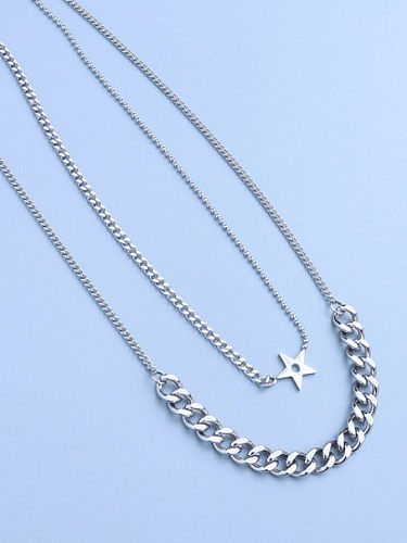 Titanium 316L Stainless Steel Geometric Hip Hop Multi Strand Necklace with e-coated waterproof