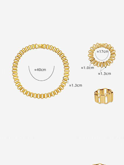 Conjunto de colar e pulseira de anel geométrico minimalista de aço titânio