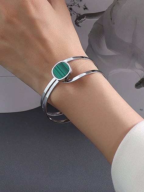 Bracelet jonc géométrique vintage en acier titane acrylique
