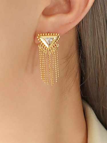 Boucle d'Oreille Lustre Hip Hop Géométrique en Laiton Cubic Zirconia