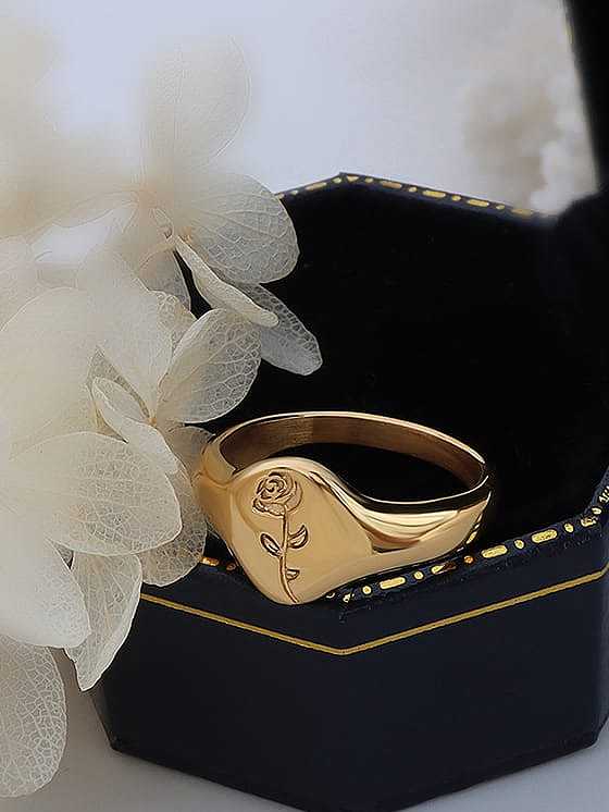 Titan 316L Edelstahl Blume Vintage Band Ring mit E-beschichtetem wasserdicht