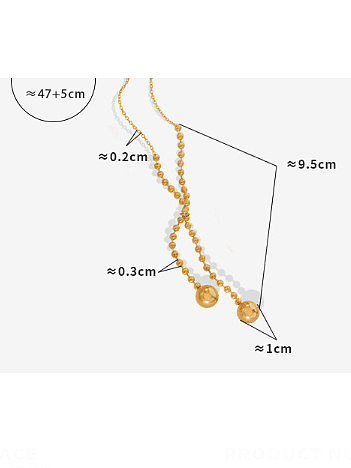 Collier Lariat Vintage en Perles d'Acier au Titane avec Gland Rond