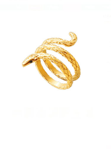 Titanium Steel Rhinestone Snake Vintage Stackable Ring