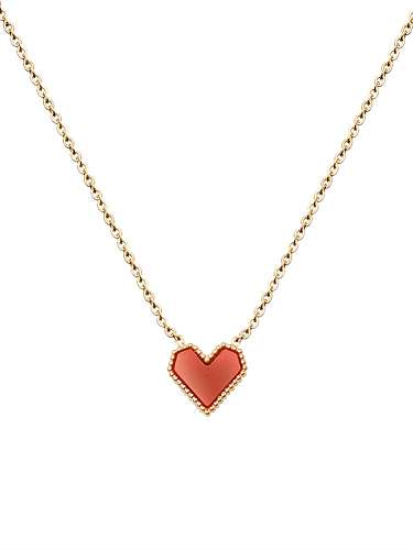 Titanium 316L Stainless Steel AcrylicHeart Minimalist Necklace with e-coated waterproof