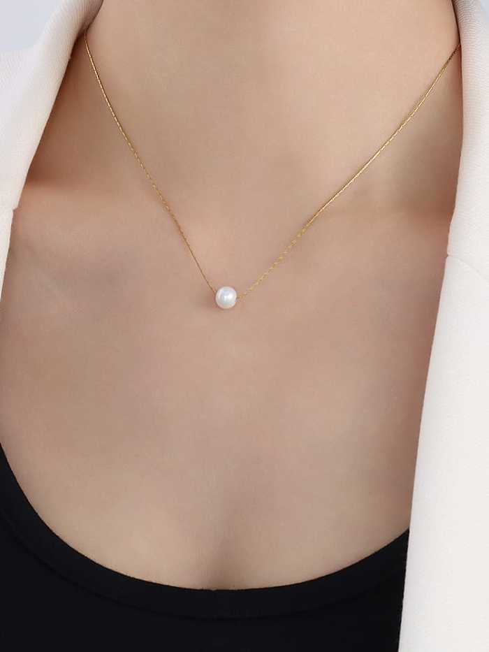Collier minimaliste géométrique en perle d'imitation en acier au titane