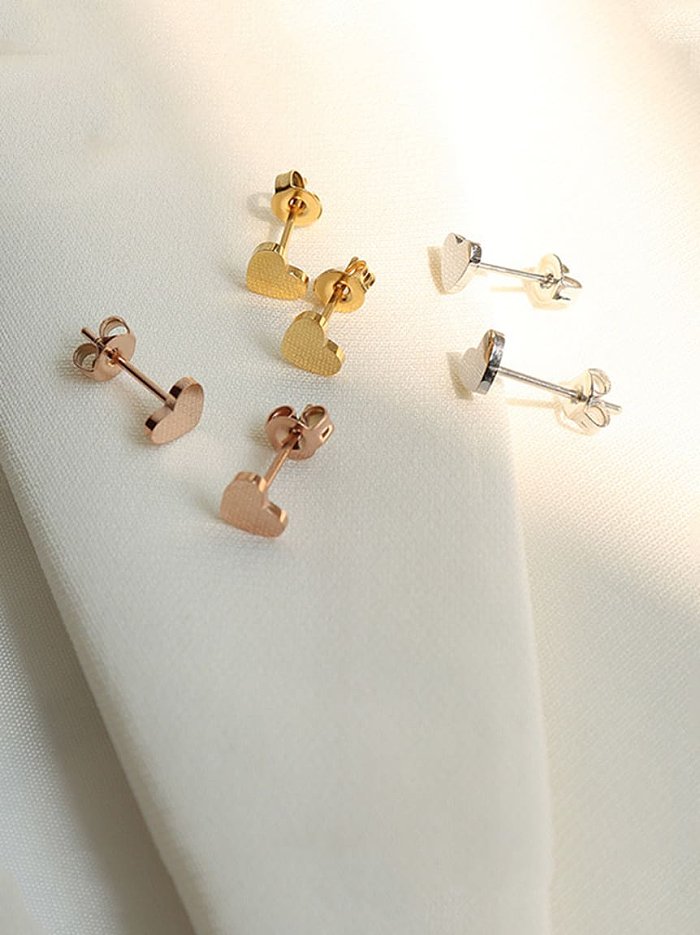 Titanium 316L Stainless Steel Smooth Heart Minimalist Stud Earring with e-coated waterproof