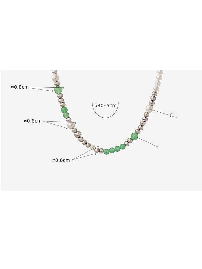 Geometrische minimalistische Perlenkette mit Süßwasserperlen aus Titanstahl