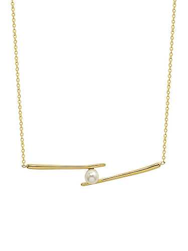 Titan Stahl Nachahmung Perle Smiley minimalistische Halskette