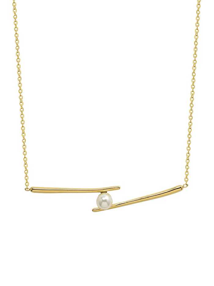Titan Stahl Nachahmung Perle Smiley minimalistische Halskette