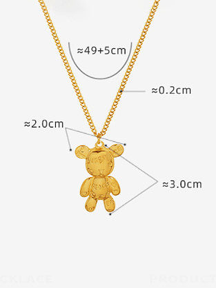 Titanium Steel Cute Bear Pendant Necklace