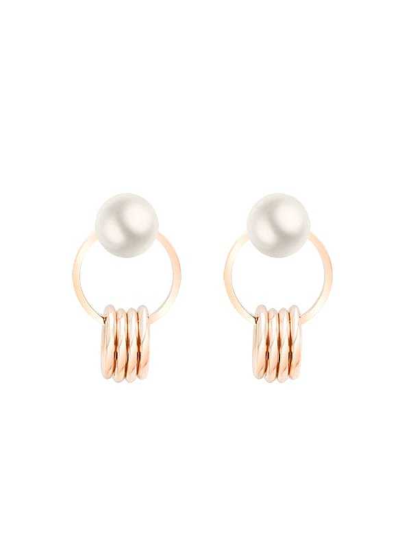 Boucles d'oreilles goutte minimalistes irrégulières en acier inoxydable Imitation Pearl avec e-coat imperméable à l'eau