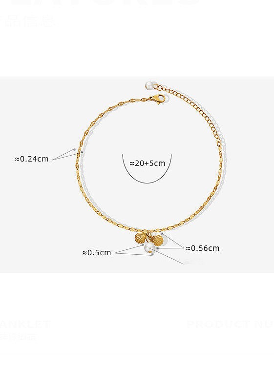 Bracelet de Cheville Minimaliste Irrégulier en Perle d'Imitation d'Acier au Titane