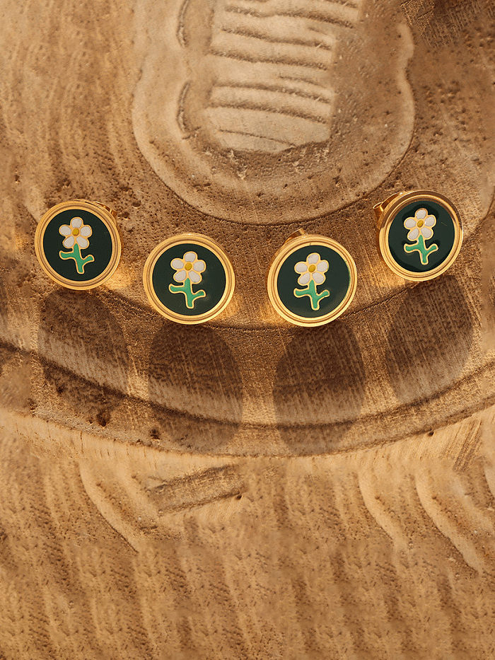 Boucles d'oreilles et collier géométriques vintage en acier titane émaillé