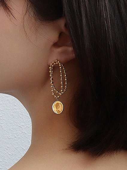 Boucles d'oreilles géométriques vintage en titane avec perle en acier inoxydable 316L avec revêtement en e imperméable