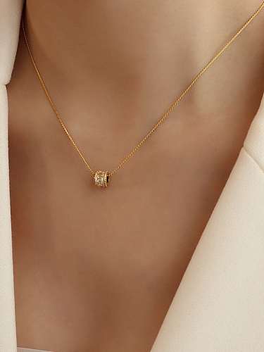 Titanium 316L Stainless Steel Cubic Zirconia Minimalist Round Earring and Necklace Set with e-coated waterproof
