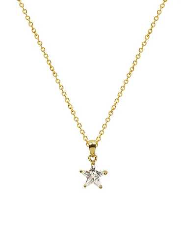 Titanium 316L Stainless Steel Cubic Zirconia Star Minimalist Necklace with e-coated waterproof