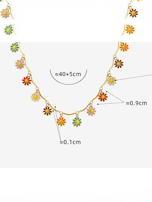 Titanium Steel Enamel Flower Hip Hop Necklace