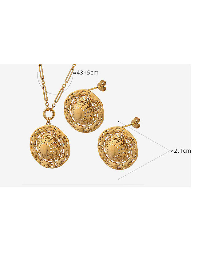 Set aus geometrischem Vintage-Ohrring und Halskette aus Titanstahl