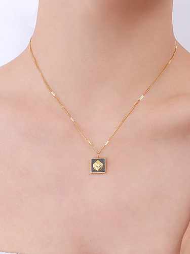 Titanium Steel Enamel Minimalist Square Earring and Necklace Set