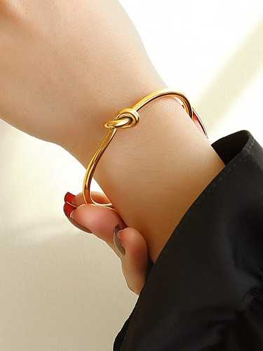 Titanium 316L Stainless Steel Bowknot Vintage Cuff Bangle with e-coated waterproof