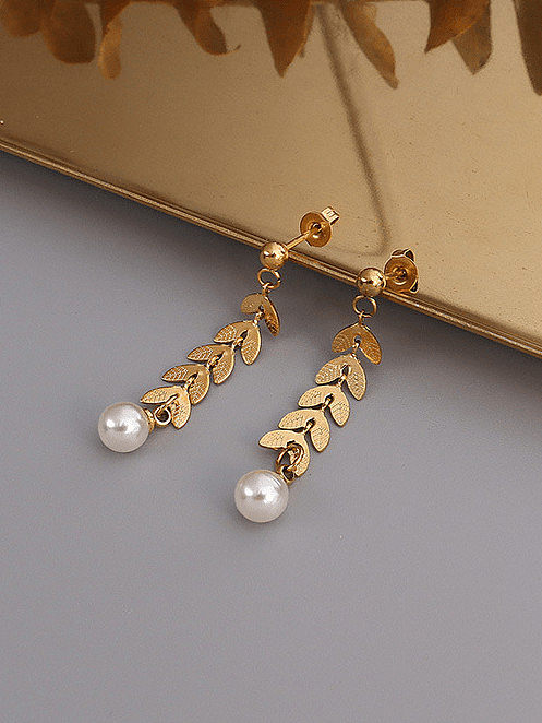Titanium 316L Stainless Steel Imitation Pearl Vintage Irregular Earring and Necklace Set with e-coated waterproof