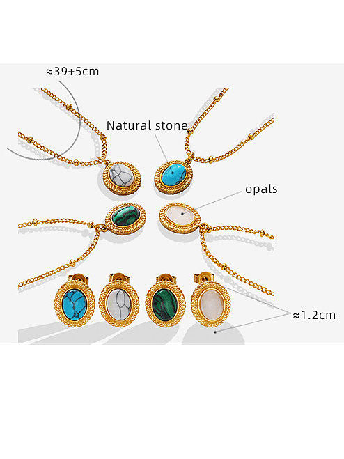 Boucles d'oreilles et collier géométriques vintage en acier titane turquoise