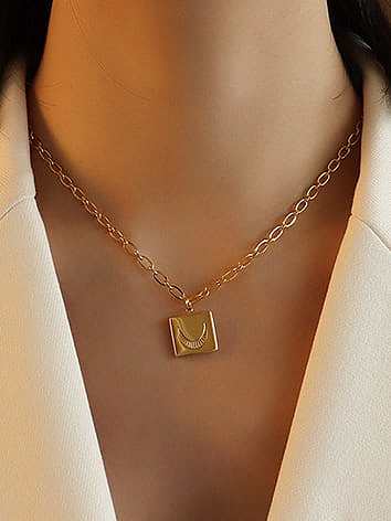 Titanium 316L Stainless Steel Geometric Minimalist Moon Necklace with e-coated waterproof