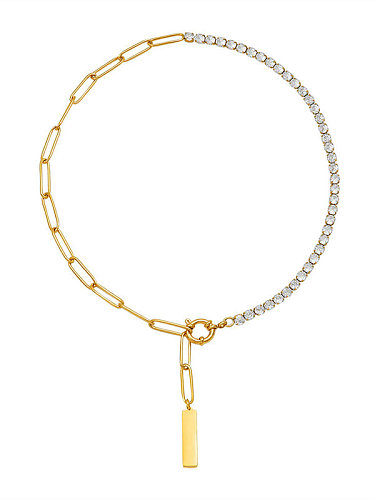 Minimalistische Halskette mit Zirkonia-Quaste aus Titanstahl