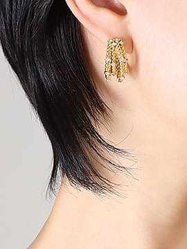 Titanium Steel Cubic Zirconia Irregular Minimalist Stud Earring
