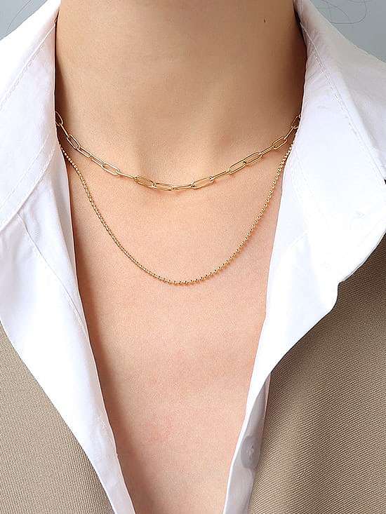 Unregelmäßige, minimalistische, mehrsträngige Halskette aus Titan 316L Edelstahl mit E-Beschichtung, wasserdicht