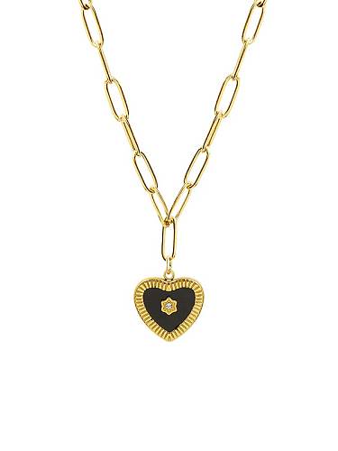 Titanium 316L Stainless Steel Enamel Heart Minimalist Necklace with e-coated waterproof