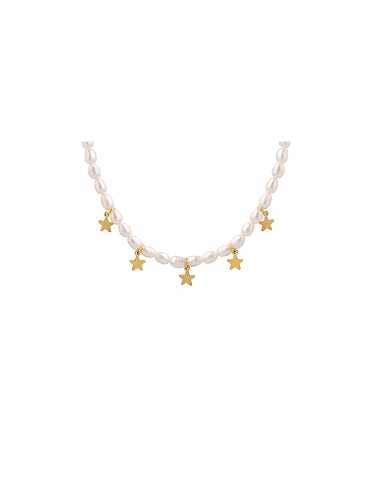 Titanium Steel Freshwater Pearl Star Trend Tassel Necklace