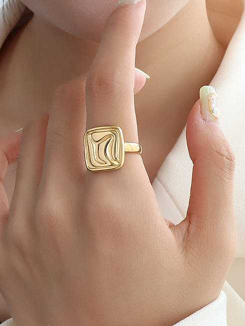 Titanium 316L Stainless Steel Geometric Vintage Band Ring with e-coated waterproof