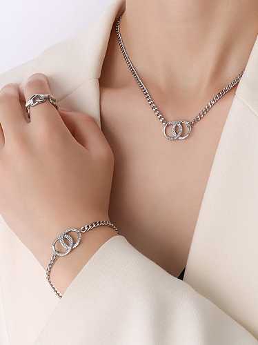 Titanium Steel Minimalist Geometric Braclete and Necklace Set