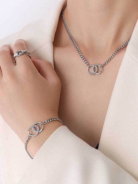 Ensemble bracelet et collier géométriques minimalistes en acier au titane