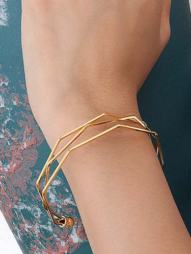 Titanium Steel Geometric Vintage Cuff Bangle