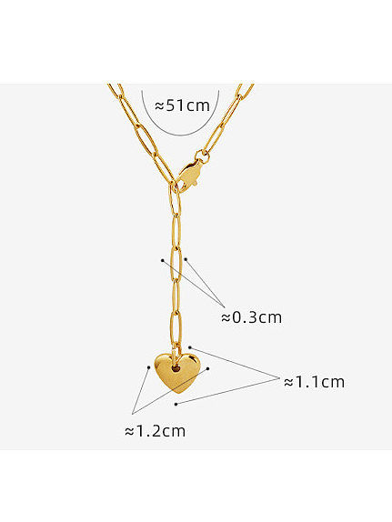 Titanium Steel Heart Minimalist Tassel Necklace