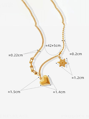 Titanium Steel Heart Vintage Asymmetrical Chain Necklace