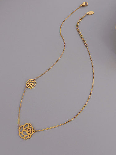 Titanium 316L Stainless Steel Hollow Flower Minimalist Necklace with e-coated waterproof
