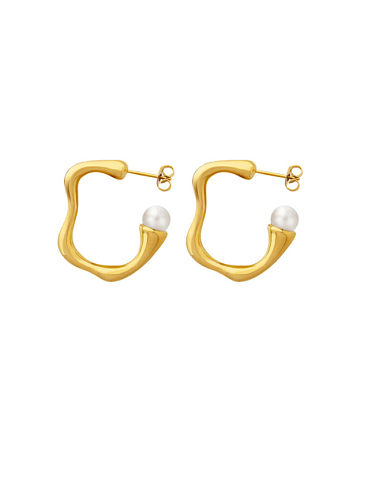 Brass Irregular C Shape Minimalist Stud Earring