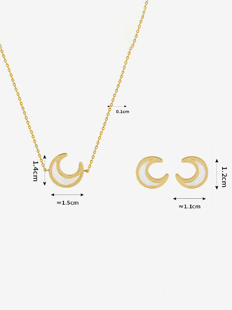 Ensemble de boucles d'oreilles et de collier minimalistes en coquille de lune en acier titane