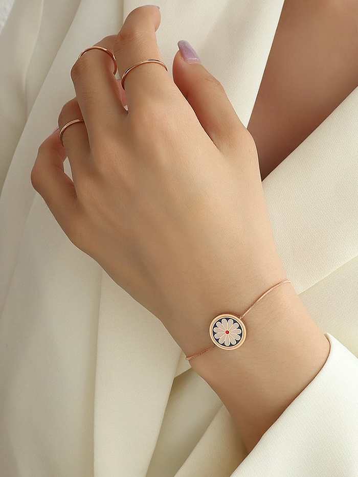 Bracelet à maillons minimalistes géométriques en émail en acier inoxydable titane 316L avec revêtement en e imperméable